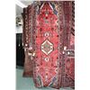 Image 1 : 100% handmade Iranian Hamden wool carpet runner with center medallion, red background and highlights