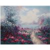 Image 2 : Large acrylic on canvas painting of a floral path signed by artist Andrexx, 40" X 50"