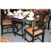 Image 1 : Antique gate leg drop leaf table with barley twist supports and four matching barley twist carved ba