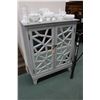 Image 1 : Modern two door console cabinet with fret work mirrored door, 31" wide