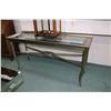 Image 1 : Semi contemporary burnished silver toned console table with bevelled glass top, 60" wide