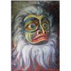 Image 2 : Framed acrylic on canvas painting of an indigenous warrior mask, signed by artist Teresa S. 1986, 36