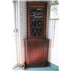 Image 1 : Antique single door corner cabinet with mismatched single door display topper corner cabinet, 84" to