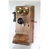 Image 1 : Northern Electric walnut cased hand crank wall phone with two batteries
