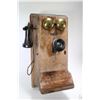 Image 2 : Northern Electric walnut cased hand crank wall phone with two batteries