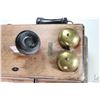 Image 3 : Northern Electric walnut cased hand crank wall phone with two batteries