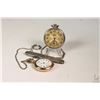 Image 1 : Two vintage pocket watches including Waltham with white enamelled dial, second sweep and Roman numer