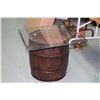Image 1 : Vintage wooden barrel with glass top to make table