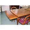 Image 2 : Matched grain English draw leaf table on tall cabriole supports plus a pair of needlepoint upholster