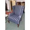 Image 1 : Semi contemporary wing back chair with striped upholstery