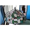 Image 2 : Cast metal table lamp with leaded glass shade