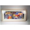 Image 1 : Framed oil on paper painting titled on verso "Tumulus 52" by artist Robert Dmytruk, 12" X 30". Note: