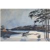 Image 2 : Framed original watercolour painting of a lake and shoreline signed by artist T. L. Crossley 1945, 1