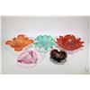 Image 1 : Five pieces of decorative art glass including pink signed Val St. Lambert swirl bowl, Italian Murano