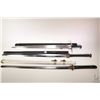 Image 1 : Three replica swords including broadsword, Chinese Jian double edge sword with black scabbard, note 