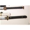 Image 2 : Three replica swords including broadsword, Chinese Jian double edge sword with black scabbard, note 