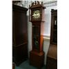 Image 1 : Antique oak cased floor standing long case clock with two weight chiming movement, decorative brass 
