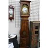 Image 1 : Antique Swedish style long case clock with bass relief floral motif bezel, Roman numerals and white 
