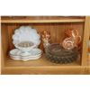 Image 2 : Shelf lot of vintage glass collectibles including lustre ware style casseroles with glass lids, matc