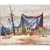 Image 2 : Unframed watercolour painting on paper, marked on verso "Texas Shrimp Boats- Port Isabel 1956", sign
