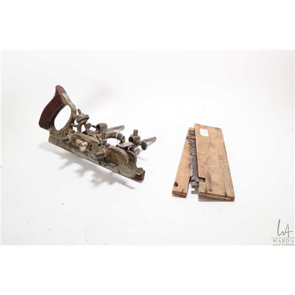 Stanley No. 45 wood plane and box with thirteen cutters