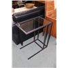 Image 2 : Ikea full sized "Landskrona" black leather like retro style sofa plus a glass and metal end table