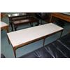 Image 1 : Mid century marble top table on teak base marked W & Z, 60" X 20"