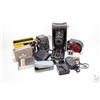 Image 1 : Box of vintage camera equipment including a Yaschica-A camera, a Kodak No.3-A Autographic camera, a 