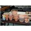 Image 1 : Large selection of terracotta clay plant pots plus small gargoyle ornament. Note: Not available for 