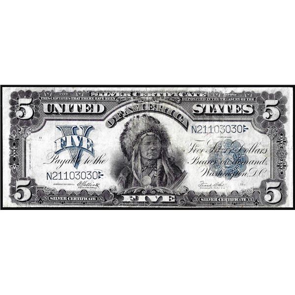1899 $5 Indian Chief Silver Certificate Note