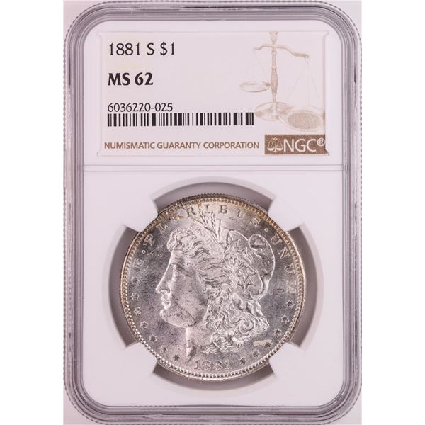 1881-S $1 Morgan Silver Dollar Coin NGC MS62 Nice Toning