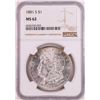 Image 1 : 1881-S $1 Morgan Silver Dollar Coin NGC MS62 Nice Toning