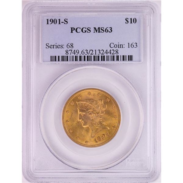 1901-S $10 Liberty Head Eagle Gold Coin PCGS MS63