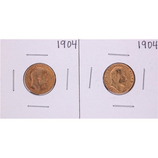 Lot of (2) 1904 Great Britain Half Sovereign Gold Coins