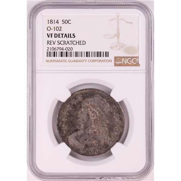 1814 Capped Bust Half Dollar Coin NGC VF Details O-102
