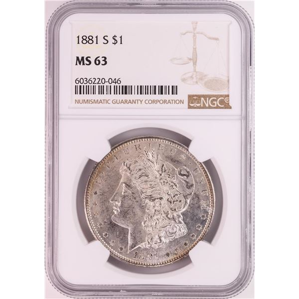 1881-S $1 Morgan Silver Dollar Coin NGC MS63 Great Toning