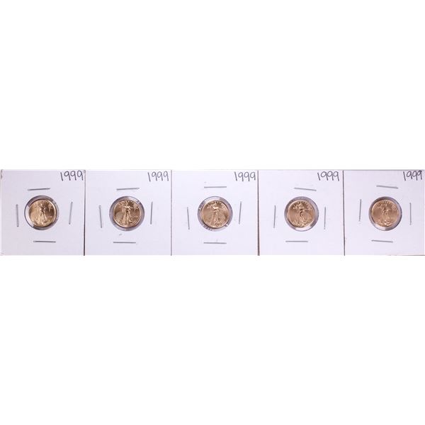 Lot of (5) 1999 $5 American Gold Eagle Coins