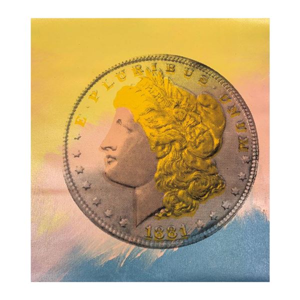 Steve Kaufman (1960-2010) "1881 Coin" Limited Edition Mixed Media On Canvas
