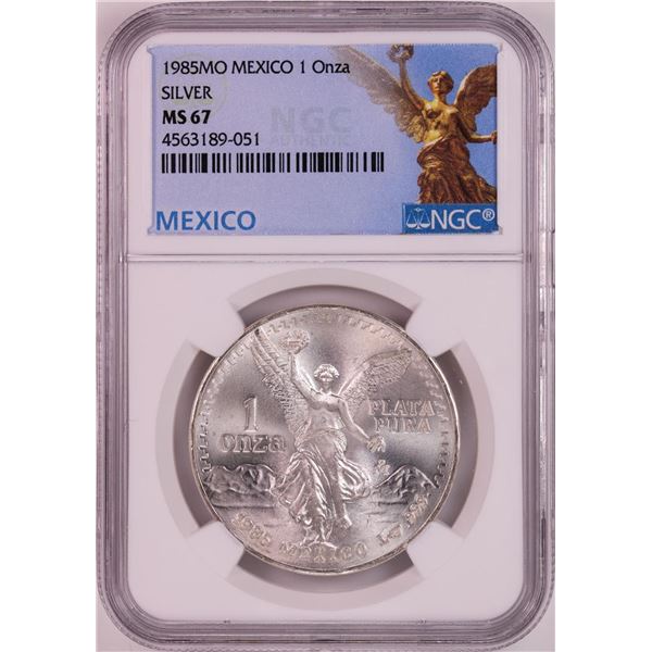 1985Mo Mexico 1 Onza Libertad Silver Coin NGC MS67