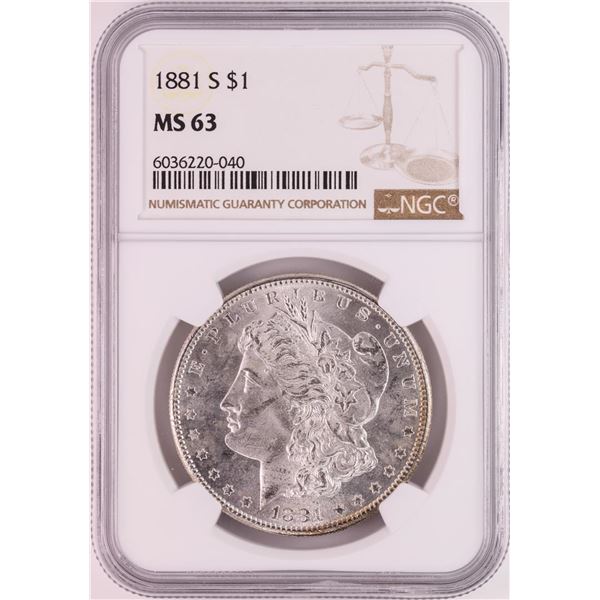1881-S $1 Morgan Silver Dollar Coin NGC MS63 Great Toning