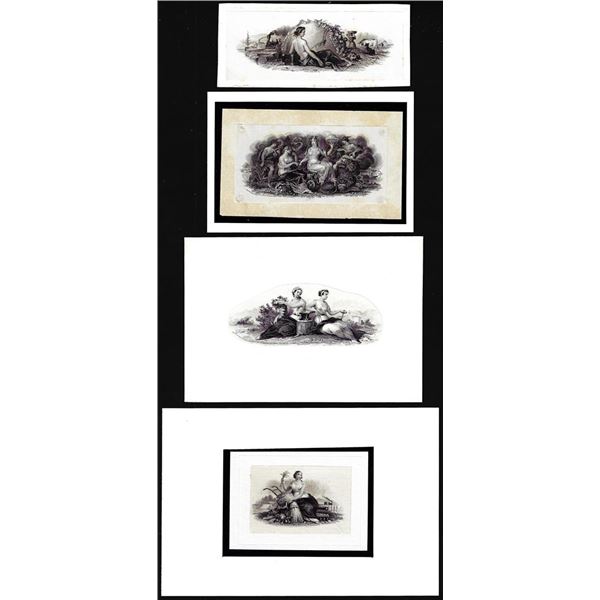 Lot of (4) 1800's Vignette from Original Proof Plates