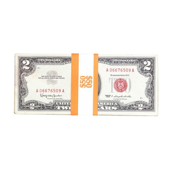 Lot of (25) 1963 $2 Legal Tender Notes
