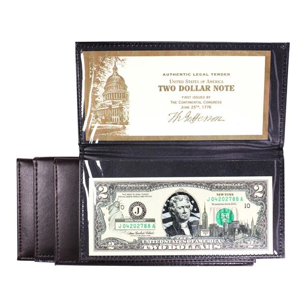 Lot of (4) 2003A $2 Federal Reserve Notes Uncirculated in Leather Envelope