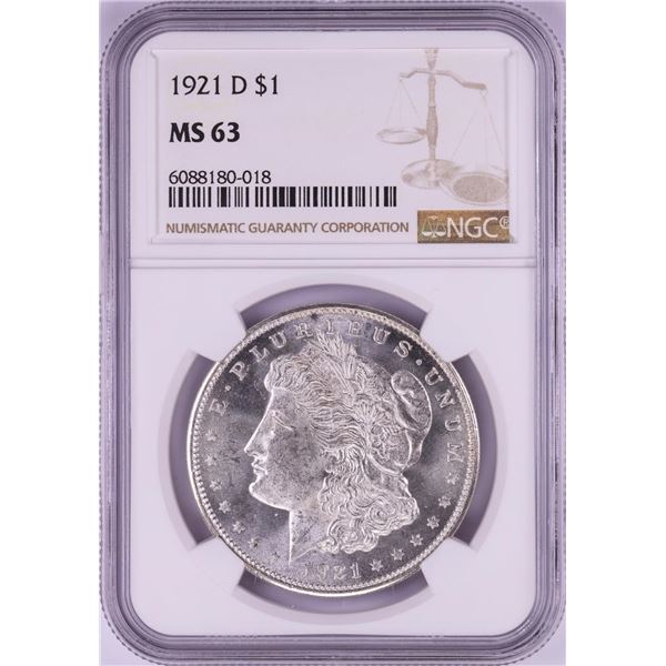 1921-D $1 Morgan Silver Dollar Coin NGC MS63