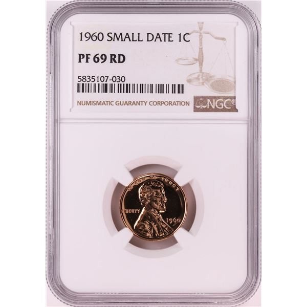 1960 Small Date Proof Lincoln Memorial Cent Coin NGC PF69RD