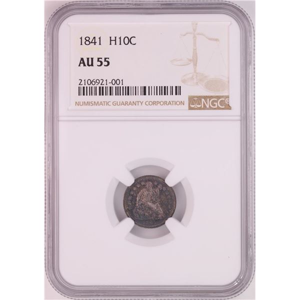 1841 Seated Liberty Half Dime Coin NGC AU55