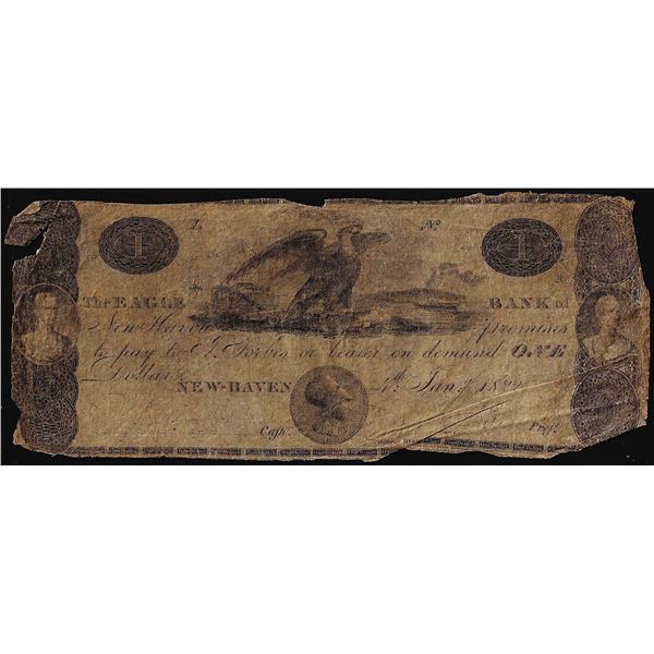 1822 $1 New-Haven Connecticut Obsolete Bank Note