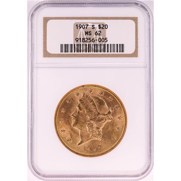 1907-S $20 Liberty Head Double Eagle Gold Coin NGC MS62