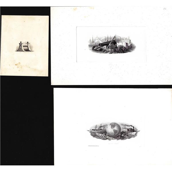 Lot of (3) 1800's Vignette from Original Proof Plates