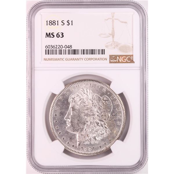 1881-S $1 Morgan Silver Dollar Coin NGC MS63 Nice Toning